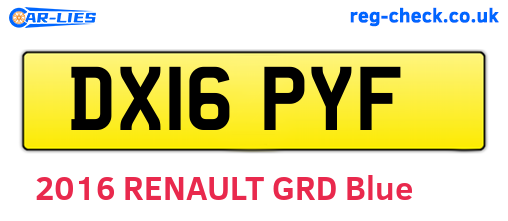 DX16PYF are the vehicle registration plates.