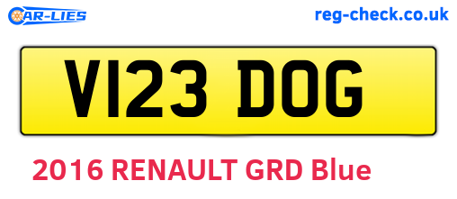 V123DOG are the vehicle registration plates.