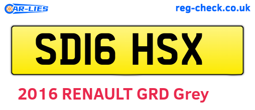 SD16HSX are the vehicle registration plates.