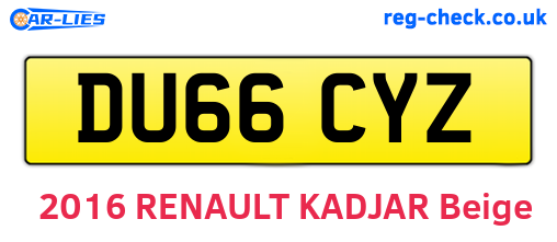 DU66CYZ are the vehicle registration plates.