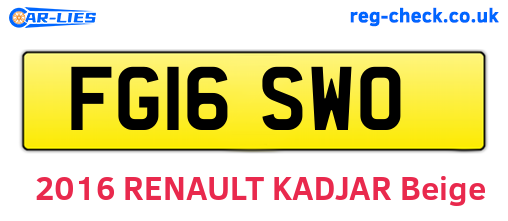 FG16SWO are the vehicle registration plates.