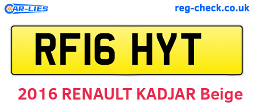 RF16HYT are the vehicle registration plates.