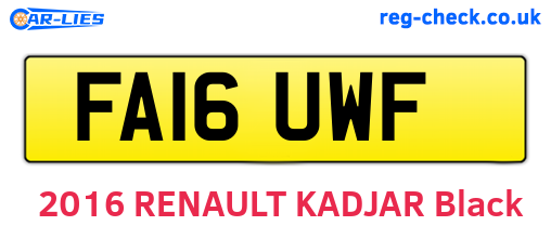 FA16UWF are the vehicle registration plates.