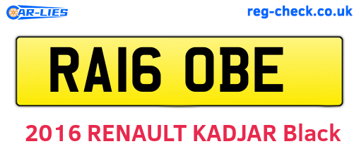 RA16OBE are the vehicle registration plates.