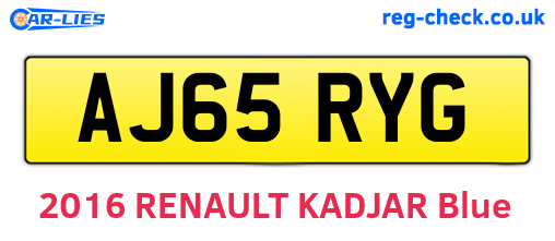 AJ65RYG are the vehicle registration plates.