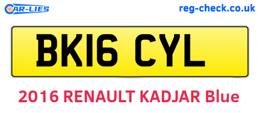 BK16CYL are the vehicle registration plates.
