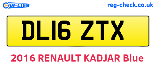 DL16ZTX are the vehicle registration plates.
