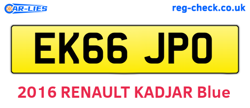 EK66JPO are the vehicle registration plates.
