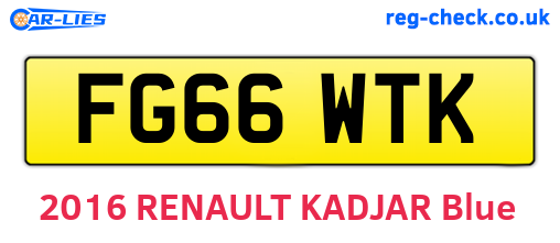 FG66WTK are the vehicle registration plates.