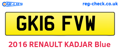 GK16FVW are the vehicle registration plates.