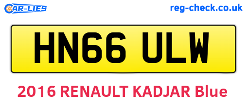 HN66ULW are the vehicle registration plates.