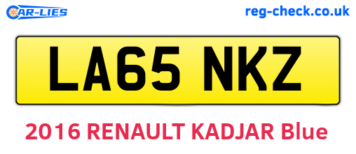 LA65NKZ are the vehicle registration plates.