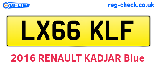 LX66KLF are the vehicle registration plates.