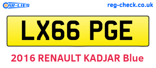 LX66PGE are the vehicle registration plates.