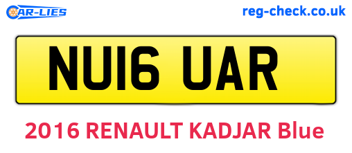 NU16UAR are the vehicle registration plates.