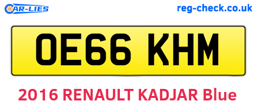 OE66KHM are the vehicle registration plates.