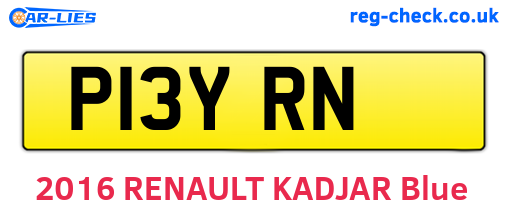 P13YRN are the vehicle registration plates.