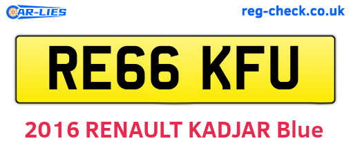 RE66KFU are the vehicle registration plates.