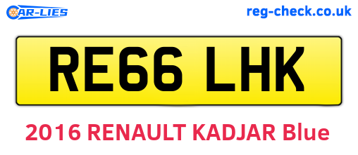 RE66LHK are the vehicle registration plates.