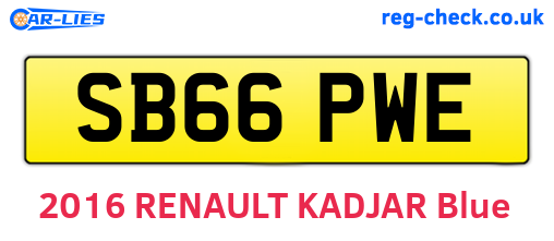 SB66PWE are the vehicle registration plates.