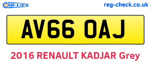 AV66OAJ are the vehicle registration plates.