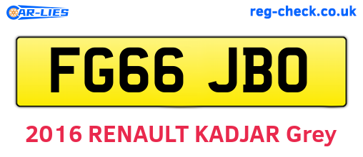 FG66JBO are the vehicle registration plates.