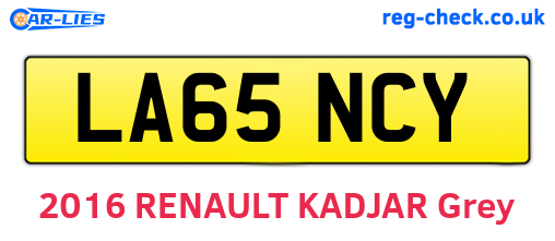 LA65NCY are the vehicle registration plates.