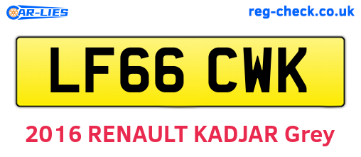 LF66CWK are the vehicle registration plates.