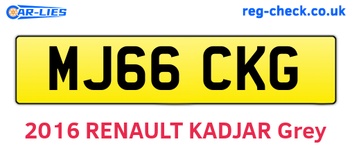 MJ66CKG are the vehicle registration plates.