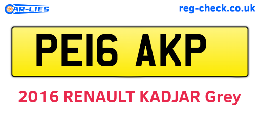 PE16AKP are the vehicle registration plates.