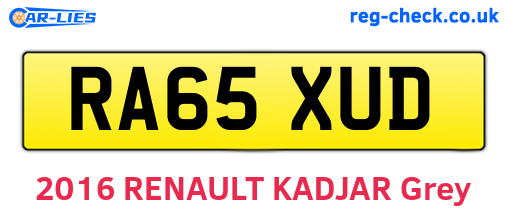 RA65XUD are the vehicle registration plates.