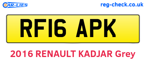 RF16APK are the vehicle registration plates.