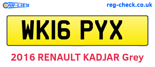 WK16PYX are the vehicle registration plates.