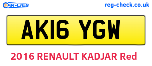 AK16YGW are the vehicle registration plates.