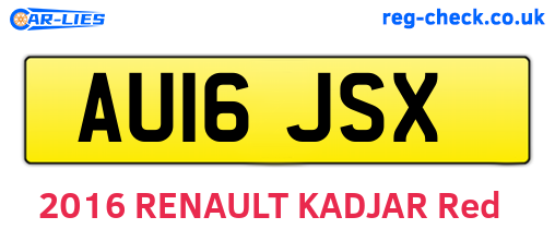 AU16JSX are the vehicle registration plates.