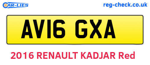 AV16GXA are the vehicle registration plates.