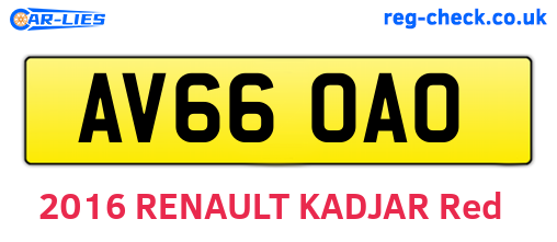 AV66OAO are the vehicle registration plates.