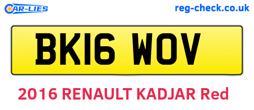 BK16WOV are the vehicle registration plates.