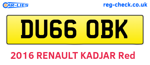 DU66OBK are the vehicle registration plates.
