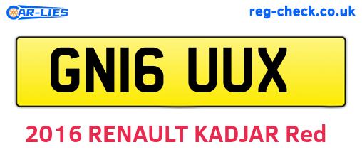 GN16UUX are the vehicle registration plates.