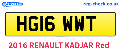 HG16WWT are the vehicle registration plates.
