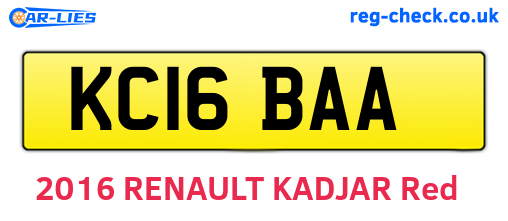 KC16BAA are the vehicle registration plates.