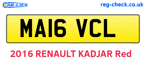 MA16VCL are the vehicle registration plates.