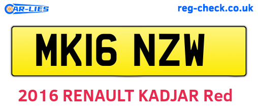 MK16NZW are the vehicle registration plates.