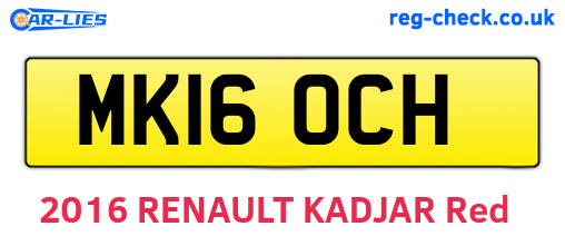 MK16OCH are the vehicle registration plates.