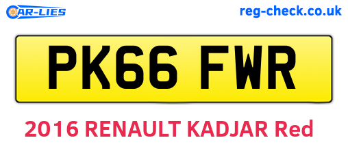 PK66FWR are the vehicle registration plates.