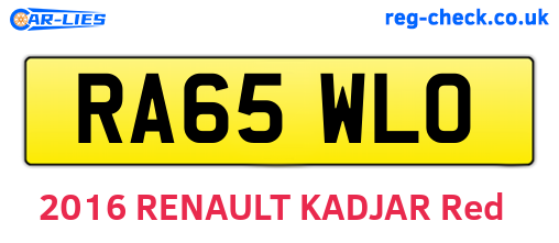 RA65WLO are the vehicle registration plates.