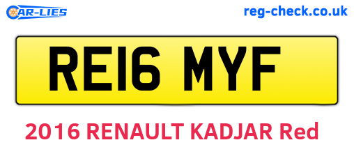 RE16MYF are the vehicle registration plates.
