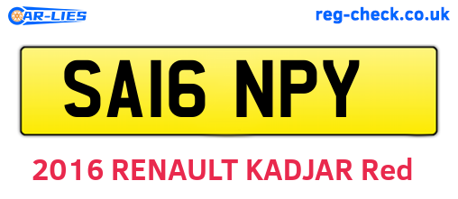 SA16NPY are the vehicle registration plates.