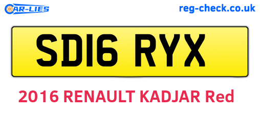 SD16RYX are the vehicle registration plates.